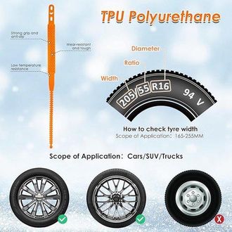 OEM Juego De Cadenas Para Nieve - Cadenas Antideslizantes - Neum&aacute;ticos De Seguridad - Material Pl&aacute;stico Tpu - 10 Piezas - Naranja