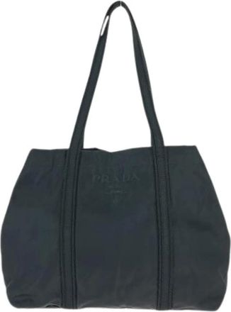 Prada Pre-owned Tote Bags, female, Black, Size: ONE SIZE Pre-owned Nylon Tote Bag