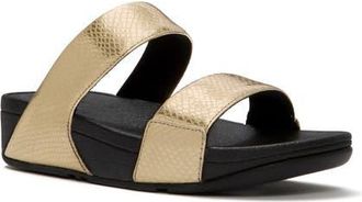 FitFlop Lulu Metallic Snake Slides in Platino at Nordstrom, Size 10