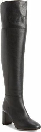 Lewit Women Renata Block Heel Leather Over The Knee Boots In Black