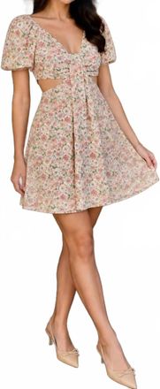 Lumiere Floral Cutout Puff Sleeve Mini Dress In Sage Banana