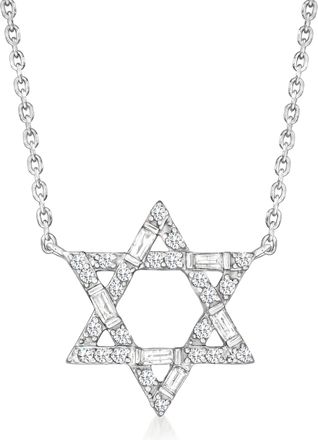 Ross-Simons Diamond Star Of David Necklace in Sterling Silver