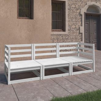vidaXL Sof&aacute; De Jard&iacute;n 3 Plazas Blanco Madera Maciza Pino Vidaxl