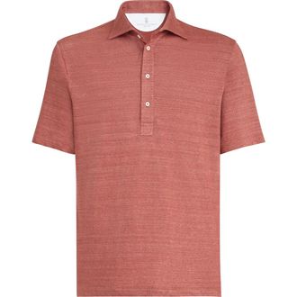 Brunello Cucinelli Jersey polo shirt in Terracotta at Nordstrom, Size Xxx-Large Eu