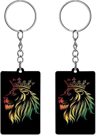 Generic Rastafarian Lion of Judah Rasta Reggae Lion Acrylic Keychain Fashion Charms Keychain Holder Keyrings Mini Pendant