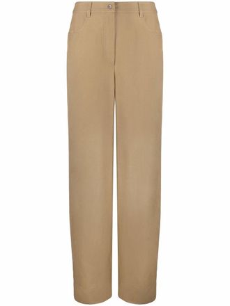 Alberta Ferretti high-waisted wide-leg trousers - women - Cupro/Linen/Flax/Viscose - 46 - Green