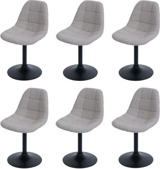 Hhg Hhg - Lote De 6 Silla De Comedor 842, Silla De Cocina Silla Giratoria, Acero Mvg Tela/textil Boucl&eacute; (450g/m&sup2;), Topo