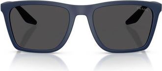 Prada 56mm Pillow Sunglasses in Matte Blue /Dark Grey at Nordstrom
