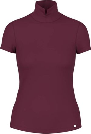Marc Cain T-shirt met hoge hals en split - Dames - T-shirts - Paars - XL - Katoen - Tops