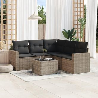 vidaXL Vidaxl - Set De Muebles De Jard&iacute;n 6 Pzas Y Cojines Rat&aacute;n Sint&eacute;tico Gris