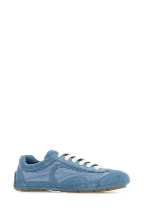 Prada Womens Light Blue Suede And Re-Nylon Montecarlo Re-Edition 2005 Sneakers Astrale