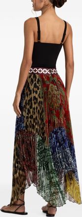Alice & Olivia Pleated Patchwork Pint Skirt - Black