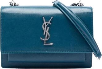 Saint Laurent Pre-owned The Sunset Cross Body Bag - Dames - Vintage Schoudertas - Blauw - ONE Size - Leer - Vintage