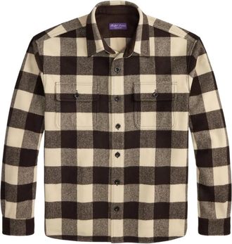 Ralph Lauren Purple Label check-pattern wool shirt - men - Wool - M - Brown