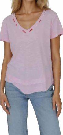 Chrldr Embroidered Ava Mock Layer Tee In Pink