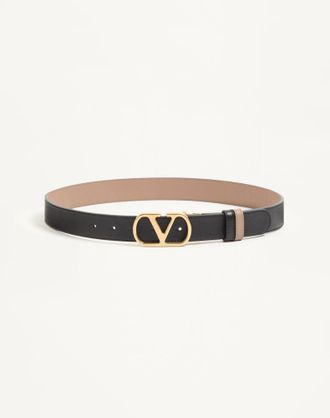 Valentino Garavani VLogo Signature Reversible Shiny Calfskin Belt - 30Mm / 1.2 In. Wo