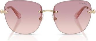Swarovski 58mm Gradient Square Sunglasses in Pale Gold /Brown Dark Violet at Nordstrom