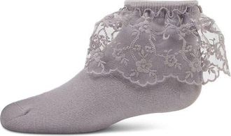 MeMoi Petite Floral Lace Anklet Socks in Wet Weather at Nordstrom, Size 6-12M