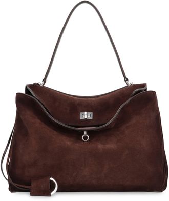 Balenciaga Womens Tote Bag Rodeo Media Brown Suede Calf