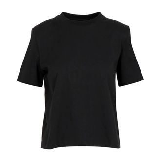 Federica Tosi Tops, Dames, Zwart, M, Katoen, T-shirt met ronde hals