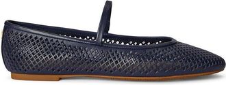 Ralph Lauren Jayna opengewerkte leren ballerinas