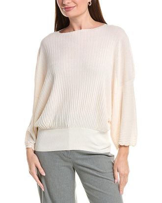 Lafayette 148 New York Pleated Dolman Silk Sweater