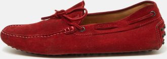 Tod's Tods Red Suede Bow Slip On Loafers