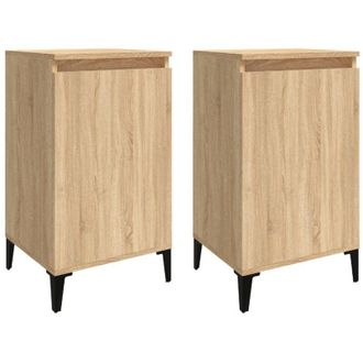 vidaXL Vidaxl - Mesitas De Noche 2 Uds Madera Contrachapada Roble 40x35x70 Cm