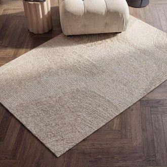 Maisons du monde Alfombra de lana con motivos abstractos beige, 160x230 cm