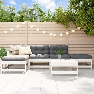 vidaXL Juego De Muebles De Jard&iacute;n 6 Piezas Madera Maciza Pino Blanco Vidaxl