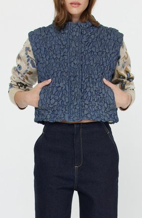 Current Air Quilted Vest In Denim