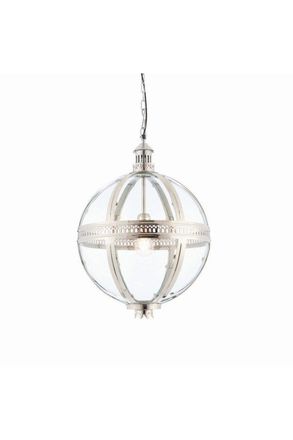 Netlighting Vienna 1 Light Spherical Pendant Bright Nickel Plated On Solid Brass Glass E27 in Gold