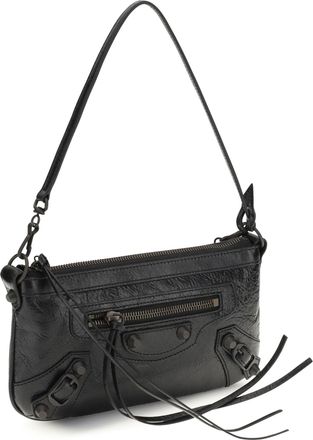 Balenciaga Womens Le City Clutch Bag Black Lamb Ovis Aries Shoulder