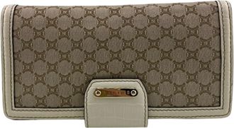 Celine Beige White Canvas Leather Wallet (Bi-Fold) (Pre-Owned)