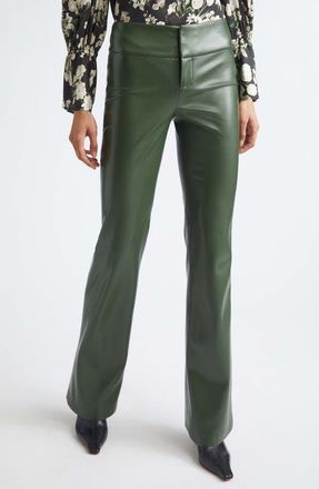 Alice & Olivia Olivia Faux Leather Bootcut Pants in Dark Fern at Nordstrom, Size 10