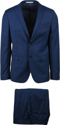 Paoloni Rounded Jacket And Tailored Trousers Paoloni Suit In Deep Blue