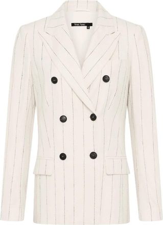 Marc Aurel Viscose-Linen Stripe Blazer - Dames - Blazers - Beige - XL - Leer - Jassen