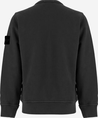 Stone Island Boys Cotton Sweatshirt With Logo Black Hoods & Sweatshirts