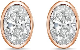 Diana M. Jewels 14Kt Rose Gold 1.00 cts Lab Grown Oval Diamond Bezel Studs