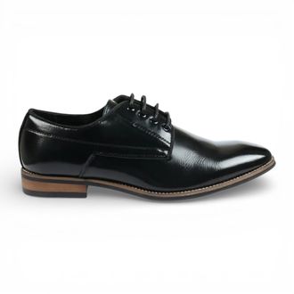 Infinity Leather Mens Black Classic Plain Toe Lace-Up Derby Brogue Formal Shoes