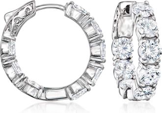 Ross-Simons CZ Inside-Outside Hoop Earrings in Sterling Silver