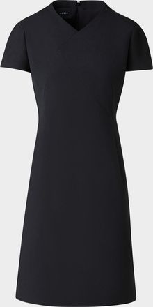 Akris Asymmetric Seam Cap-Sleeve Cotton-Silk Dress