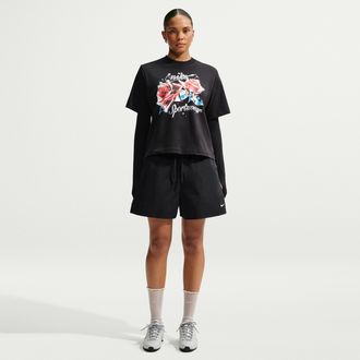 Nike Womens Nike Sportswear Loose Mid-Rise Shorts in Black | IM8189-010