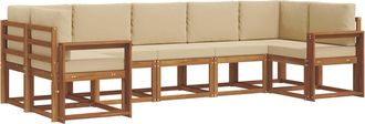 vidaXL Conjunto De Sof&aacute;s De Exterior 7 Uds. Natural Y Beige Vidaxl