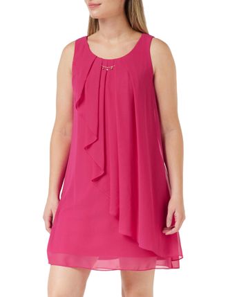 Gina Bacconi A-Line Dress with Rhinestone Neck Detail, Fuschia, 10