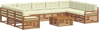 vidaXL Conjunto De Sof&aacute;s De Exterior 10 Uds. Natural Y Crema Vidaxl