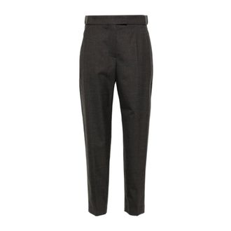 Brunello Cucinelli Pantaloni in Flanella Grigio Scuro - - Trousers - Donna - Nero - M