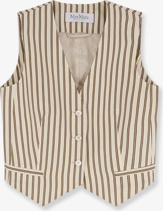 Max Mara Gilet Mxmfauno in cotone e seta a righe - MAX MARA - gender_Woman