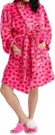 Shiraleah Hearts Cozy Robe In Pink