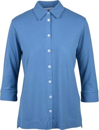 Alpha Studio Dames, Blouses & Shirts, Blauw, Maat: 3XL Katoen